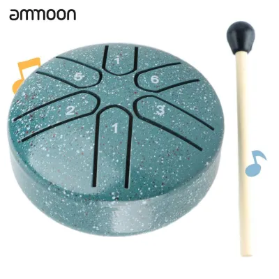 Ammoon karlak handpan trống mê hoặc lo lắng miễn phí mini 6 Note nhạc cụ gõ để thư giãn và làm giai điệu (Vàng)