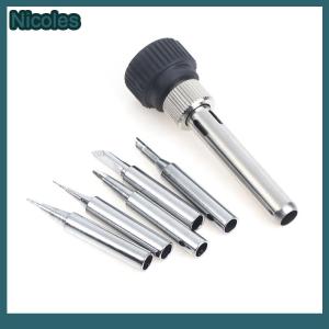[Nicoles] For ESD 852D 936 937D 898D 907 HAKKO Iron Tip Cannula Casing And 5 X Solder Iron Tips Soldering Station Iron Handle Adapter
