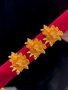 Simulated Gold Color Three-Dimensional Peony Flower Ring for Women Simple and Petite Open Flower Index Finger Ring