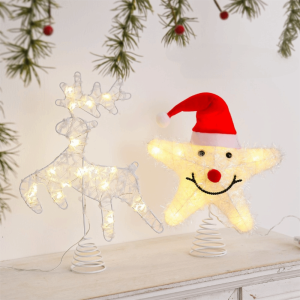 FOUNDTWO Sáng Phụ kiện trang trí đỉnh cây thông Noel Có thể tái sử dụng. Đèn LED Đèn trang trí đỉnh cây thông Noel Dễ thương Thiết kế mũ Giáng sinh Đồ trang trí cây thông Noel Tiệc