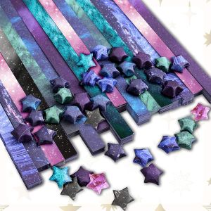 giấy gấp sao MMLUCK gia đình Kawaii tay ngôi sao may mắn không gian bên ngoài thủ công mỹ nghệ trang trí tiệc giấy thủ công họa tiết đơn giản Sao Giấy origami dải ngôi sao trên bầu trời giấy Giấy origami