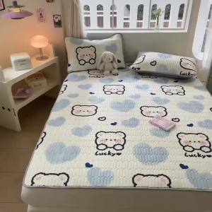 Summer Ice Silk Latex Mat 3-piece Set Dormitory Student Single Household Childrens Foldable and Washable Air Conditioning Mat