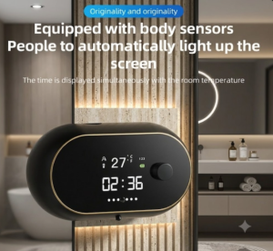 Smart Automatic Soap Dispenser with Motion Sensor LED Display Digital Clock Room Temperature