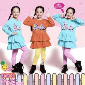 Little pineapple setelan legging cute barbie anak 4-9Y