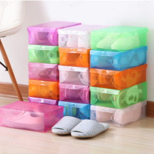 huowa CandyColored Flip Cover Plastic Shoe Box for Girls Shoes with Drawer