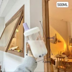 Large Capacity Eco-Friendly Water Bottle with Straw - 500ml Leakproof and Portable Cup