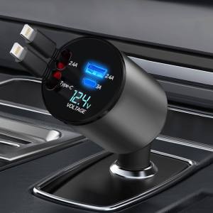 Yashino car charger quick charging cable 120W suitable for iPhone mobile phone one to four plug socket head [Quick shipping]