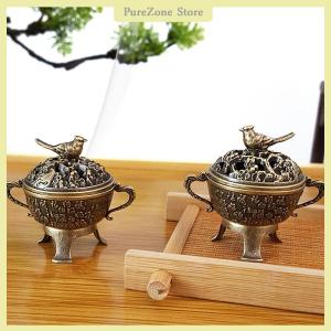 [PureZone] Magpie Lucky Incense Metal Lotus Incense Bowl Incense Holder With Handle Yoga Meditation Home Decor Ancient Style
