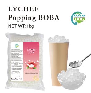 Lychee Popping Boba 1kg - Bursting Juice Pearls for Bubble Tea Desserts Drinks & Toppings - Tapioca-Free Vegan Ready-to-Eat
