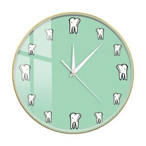FFBH Healthy Teeth Dental Sign Wall Clock For Dentist Office Room Turquoise Dentistry Art Simple Design Wall Watch Orthodontist Gift 9Q4T2