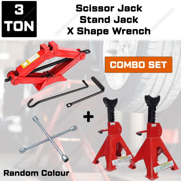 3 Ton Manual Scissor Jack Thick Hand Car Jack Essential Bridge Black