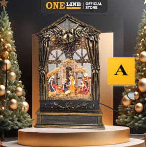 ONELINE #040 Christmas Nativity in Snow water lantern Light and music