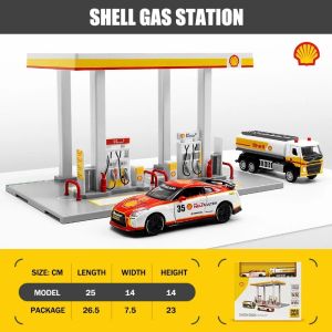2026 CCA Assembly Shell Gas Station Gulf Oil Gas Station Alloy Die Casting Model Car High Simulation Ornament Decoration Birthday Boy