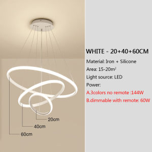 SUNMEIYI LED Ceiling Lights 3 Rings Black Gold White Pendant Ceiling Lamp For Dining Room Living Room Nordic Bedroom Light