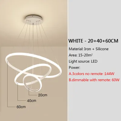 OSABO Đèn Trần Đèn Treo LED Đèn Trần Treo Trắng Vàng Đen 3 Vòng Cho Phòng Ăn Phòng Khách Phòng Ngủ Kiểu Bắc Âu