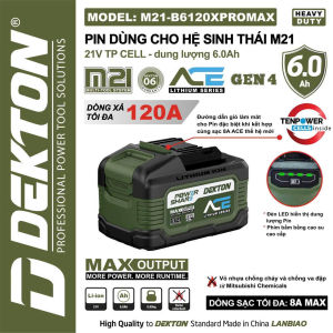Pin Dekton 21v 6Ah M21-B6120PROMAX/ xanh/ xám/ oliu