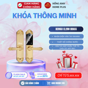Khóa cửa thông minh vân tay tân cổ điển Demax EL280 Brass app wifi mạ vàng 24k cao cấp của Đức