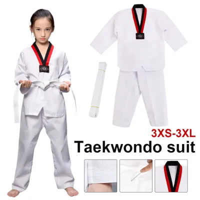 Rabbite WTF Taekwondo Uniform for Kids Adult 110cm-190cm Karate Uniform for Kids Shift Long Sleeves with Belt