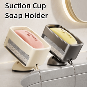 YYOUR Self-Draining Suction Cup Soap Holder with Sponge Portable Laundry Soap Case Quickly Dry Removable Bathroom Soap Container Toilet Area