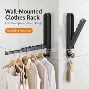 Save Space Retractable Clothes Towel Drying Rack Balcony Indoor Folding Wall Mounted Hanger