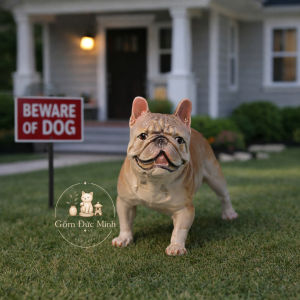 Gốm Đức Minh - Tượng chó Bulldog chờ sen về trông nhà bằng gốm tráng men màu sắc ấn tượng đáng yêu - trang trí tiểu cảnh vườn cây văn phòng bàn làm việc quà tặng ý nghĩa cho người thương
