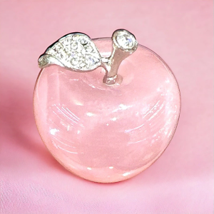 Rose Quartz Apple Figurine – Crystal Love Fruit | Healing Stone | Feng Shui Home Decor Gift