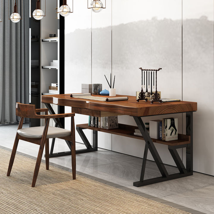 Nordic big board desk Home bedroom log desk Modern minimalist solid ...