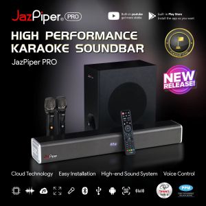 JazPiper Pro Home Karaoke System with Bluetooth UHF Wireless Microphone and Enhanced Subwoofer - 1 Year SG Warranty