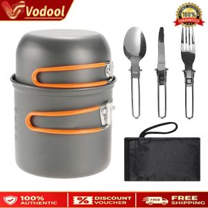 Lightweight Camping Cookware Set with Handle for 1-2 Persons Perfect for Outdoor Cooking and Adventures
