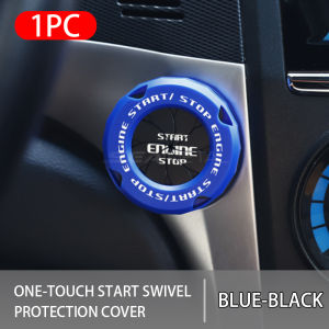 SEAMETAL ครอบปุ่มสตาร์ท ฝาปิดปุ่มหยุดจุดระเบิดสวิตช์ป้องกันหมุนได้สติกเกอร์ตกแต่ง Hiasan Interior ฝาครอบปุ่ม