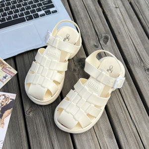 Sandal Rọ Đế Bằng Chất Liệu Nhựa PVC Đi Mưa Dày Dặn Thời Trang Giày Quai Hậu Nữ Đế Êm Chống Trơn Phong Cách Hiện Đại