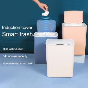 Home Signature Intelligent Trash Can 14L Trash Bin Creative Electric Induction Trash Can Household Living Room Kitchen with Lid Sanitary Classifier