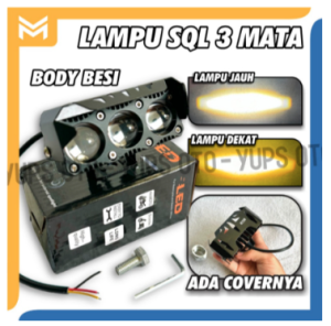LAMPU TEMBAK SQL 3 MATA TANPA KIPAS SUPER BRIGHT HIGH LOW 30 WATT