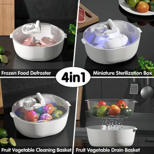 Kitchen Quick Thaw Machine 4 In 1 Household Food Meat Fresh-Keeping Defrosting Fruit Drain UV Antibacterial Box Tableware Trays 肉类解冻器