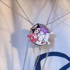 REEBO Simple Men Couple Necklace Kuromi Hellokitty Melody Korean Style Necklace Female Clavicle Chain Anime Necklace Best Friends Necklace ic Necklace