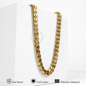 Emrys Necklace FURY 8mm Real Titanium Anti Karat Kalung Titanium Pria - Gold