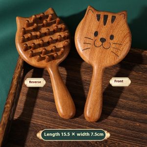 โชคดีสวรรค์ทองไหมไม้จันทน์สีเขียวหวีนวดศีรษะผ่อนคลายดูแลสุขภาพหวีเมริเดียนหวีไม้สำหรับหัว