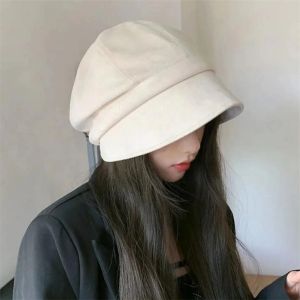 ANANAA Có thể điều chỉnh Mũ hình bát giác da lộn Thoáng khí Eo đầu to Mũ ngư dân nữ Hoài cổ Màu trơn Mũ Newsboy Thu Đông