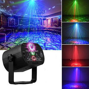 60 Patterns Mini Laser Stage Lighting USB Charge DJ Disco Light Strobe Party Effect Voice Control Laser Projector Light Dance Floor Bar Car