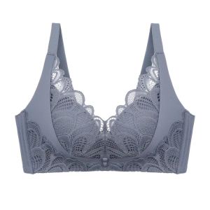 INTIMA French Lace Ladies Underwear Small Chest Deep V Wireless Push up Adjustment Bra for Women