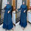 Gamis wanita pesta Kondangan Full Brukat dua Layer Series Coklat mahogani Terbaru 2026 Ceisya dress bahan Velvet Premium Dress wanita Bridesmaid Look Ukuran M L XL XXL. 