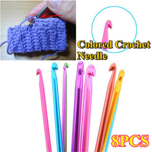8Pcs/Set 2-5.5mm Colored Aluminum Crochet Hooks Needles Home DIY Weave Knitting Needles Set Craft Yarn Sewing Tools