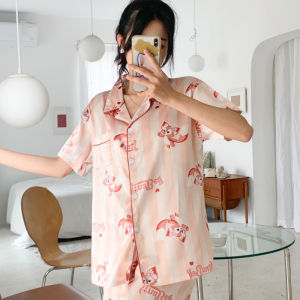 Womens Short Sleeved Shorts Nightwear Sleepwear for Sleeping Disney Set Pijama Lena Belle Pajama Sets Sleep Lounge Underwear