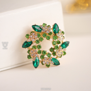 Ghim cài áo nữ hoạ tiết vòng nguyệt quế trâm cài áo đính đá phụ kiện trang sức Cloe Accessories 5509