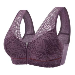 FA Big Cup Middle Aged Elderly Bra Anti-sagging Shockproof Wireless Bra Elderly Underwear Gathered Breasts Front Zipper Bra Women