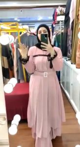 REALPICT COD DRESS ALISA BAHAN CERUTY RUBIAH FREE BELT LD 110 PB 142 TERBARU / BEST SELLER / KUALITAS PREMIUM / TERIMA SERAGAMAN