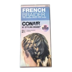 Conair French Braider with 25 Bonus Hair Bands & 1 Elastic Band - Easiest Braid Tool for Effortless Styling