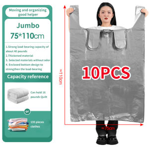 Fypo 1​0pieces Large Capacity Plastic Bags Move House Packing Bags Thicken Moving Packaging Bag Clothes Storage Bags for Toys Duvet Blanket Bedding Organizer