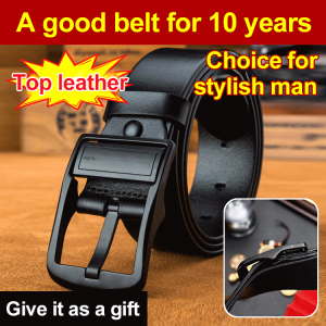 【Buy and use for three years】Mens genuine leather pin buckle belt/durable large size mens belt/mens first layer pure cowhide pin buckle belt/versatile retro trouser belt/mens simple casual belt