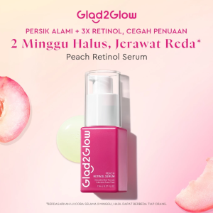 Glad2Glow Peach Retinol Serum 17 ml skin barrier Retinoid Memudarkan Garis Halus Memudarkan Kerutan Menghaluskan merawat